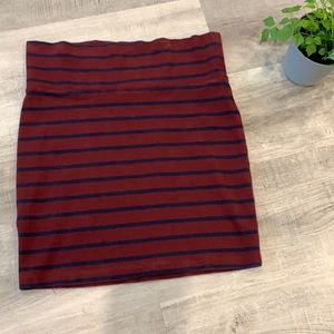 Stretch Mini skirt L burgundy and navy blue